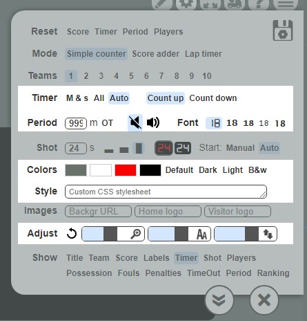 stopwatch settings